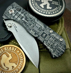 Defiant-7 Talos Button Lock Sasquatch Circuit with Magnacut Blade and Black Hardcoat Anodized Aluminum Handles - USA MB