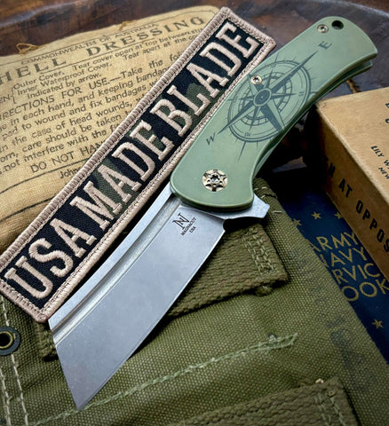 Nicholas Nichols Dreadnought Folder Full Ti (Magnacut) Shipwrecked Green Compass Edition Bronzed Out HW and Milled Clip