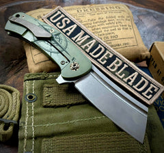 Nicholas Nichols Dreadnought Folder Full Ti (Magnacut) Shipwrecked Green Compass Edition Bronzed Out HW and Milled Clip