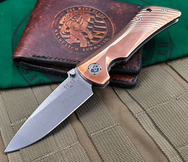 Southern Grind Spider Monkey Copper Scales Tumbled Satin Drop Point S35VN Blade