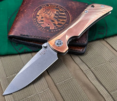 Southern Grind Spider Monkey Copper Scales Tumbled Satin Drop Point S35VN Blade - USA MB