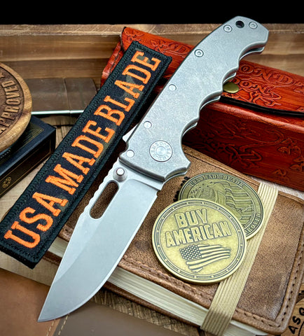 Demko Knives MG AD20 Slim Clip Point Smooth Ti with Finger Groove in Magnacut - USA MB