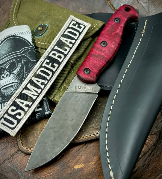 T.M. Hunt Custom Yuma with Dark Red Curly Maple and Forced Patina O1 Steel