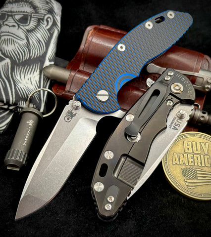 Hinderer XM-18 3.5 Spanto Black Stonewashed DLC Ti Blue/Black G10 Stonewashed Magnacut Blade