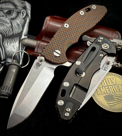 Hinderer XM-18 3.5 Spanto Black Stonewashed DLC Ti Orange/Black G10 Stonewashed Magnacut Blade