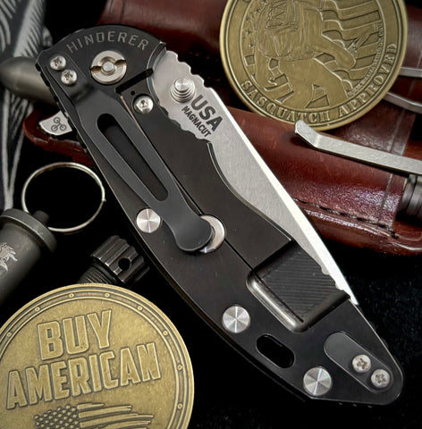 Hinderer XM-18 3.5 Spanto Black Stonewashed DLC Ti Blue/Black G10 Stonewashed Magnacut Blade