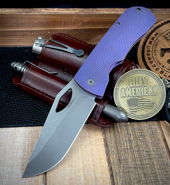 McNees Knives Dixon Atomic Violet Diamond Mill Ti with 3.75