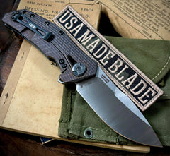 ZT0308CF Battled Dark Purple/Bronze Anodized Ti Factory Special Series Satin Ground M390 Blade, Carbon Fiber Scale