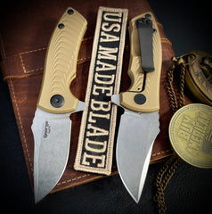 Les George ESV Flipper FDE DLC Morph Ti, S45VN Blade, Black DLC Hardware and Black DLC Pocket Clip - USA MB