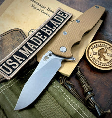 Hinderer Eklipse 3.5" Hollow Ground Slicer Coyote G10 Bronze Ti Stonewashed S45VN Blade