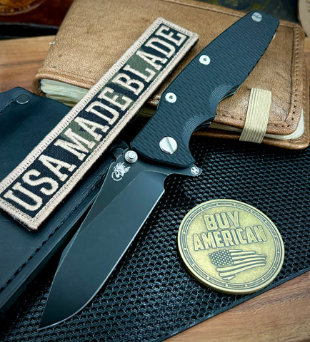 Hinderer Eklipse 3.5" Hollow Ground Slicer Black G10 Battle Black Ti Battle Black S45VN Blade - USA MB