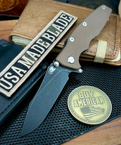 Hinderer Eklipse 3.5" Hollow Ground Slicer FDE G10 Battle Black Ti Battle Black S45VN Blade - USA MB