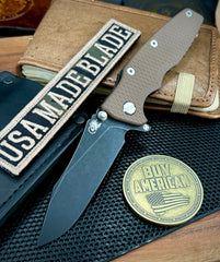 Hinderer Eklipse 3.5" Hollow Ground Slicer FDE G10 Battle Black Ti Battle Black S45VN Blade - USA MB