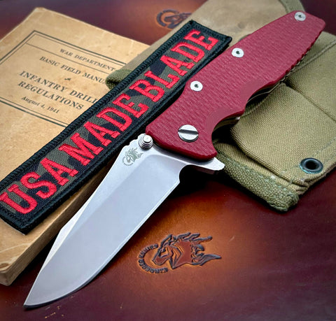 Hinderer Eklipse 3.5" Spearpoint Red G10 Bronze Anodized Ti andd Stonewashed S45VN Blade - USA MB