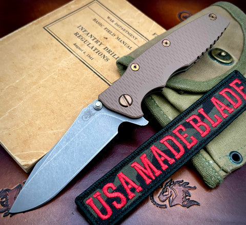 Battle Bronzed Out Hinderer Eklipse 3.5" Spearpoint Battle Bronze Ti FDE G10 Working Finish S45VN Heat Ano Bronzed Out HW