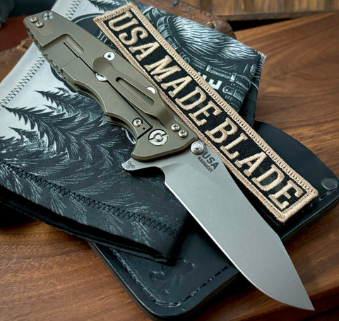 Hinderer Eklipse 3.5" Skinny Hollow Ground Slicer Red G10 Battle Bronze Ti Working Finish Magnacut Blade - USA MB