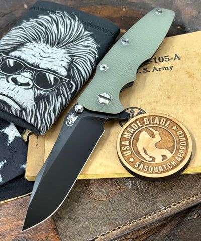 Hinderer Eklipse 3.5" Spearpoint Translucent Green G10 Battle Black Ti and Battle Black S45VN Blade - USA MB