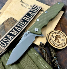 Hinderer Eklipse 3.5" Hollow Ground Slicer OD Green G10 Working Finish Ti  Working Finish S45VN Blade