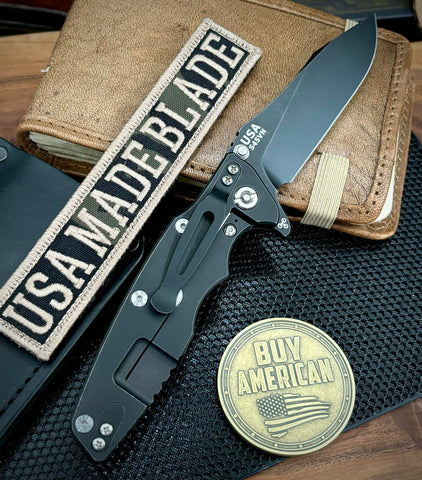 Hinderer Eklipse 3.5" Hollow Ground Slicer FDE G10 Battle Black Ti Battle Black S45VN Blade - USA MB