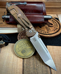Hinderer Firetac Tanto Two Tone Bronze Full Ti and Stonewashed 20CV Blade with Bronze Ti Hardware