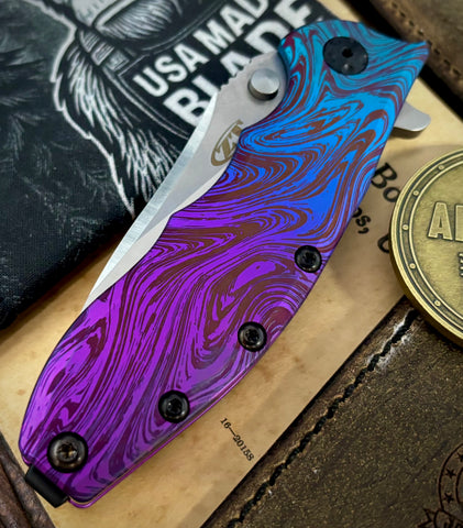 Midnight Sunrise Anomascus Zero Tolerance ZT0562TI Full Titanium Handles Magnacut Steel