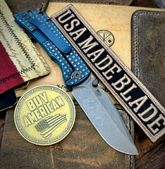 Worn In Flats McNees Knives Mac-2 3.0" (GEN-2) Atomic Blue Frag Ti Stonewashed Magnacut Hollow Ground Blade Stonewashed Ti Hardware - USA MB