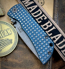 Worn In Flats McNees Knives Mac-2 3.0" (GEN-2) Atomic Blue Frag Ti Stonewashed Magnacut Hollow Ground Blade Stonewashed Ti Hardware - USA MB