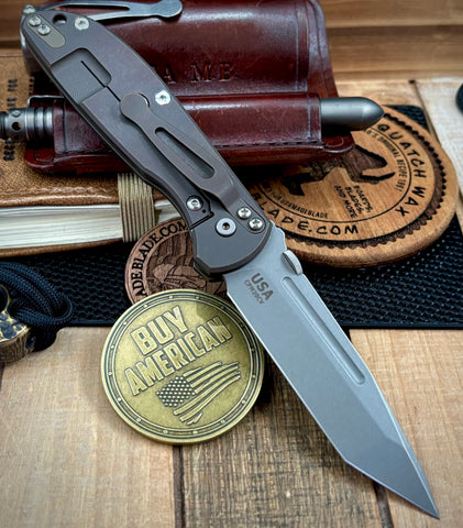 Hinderer Firetac Tanto Battle Bronze Full Ti and Working Finish 20CV Blade