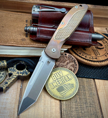 Hinderer Firetac Tanto Bronze Full Ti and Stonewashed 20CV Blade