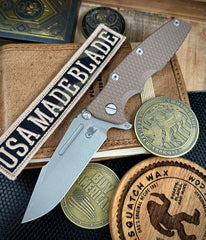 Hinderer Eklipse 3.5" Skinny Fullered Harpoon Spearpoint FDE G10 Battle Bronze Ti Working Finish Magnacut Blade - USA MB
