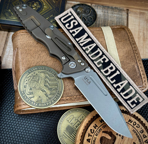 Hinderer Eklipse 3.5" Skinny Fullered Harpoon Spearpoint FDE G10 Battle Bronze Ti Working Finish Magnacut Blade - USA MB