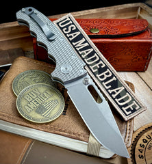 Demko Knives AD20 Slim Clip Point Textured Ti with Finger Groove in Magnacut FG1 - USA MB