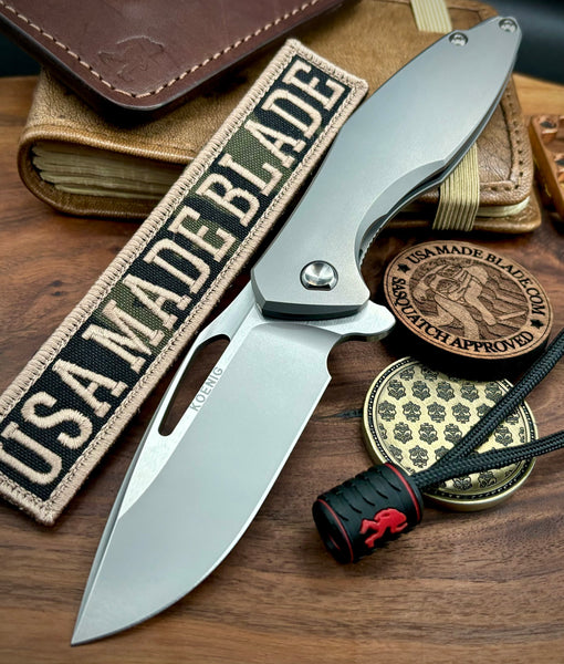 Koenig Arius Flipper Plain Ti Burnished Blade with Polished Flats M390 AR1111111