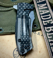 Full Battled Stars & Stripes Les George ESV Flipper Black DLC Morph Ti & S45VN Blade EXCLUSIVE