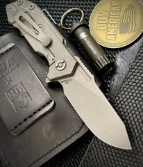 Hinderer Half Track Slicer Gen 2  Working Finish Textured Ti  Presentation Side, Smooth Lock Side, and Working Finish Magnacut Blade with Working Finish Hardware - USA MB