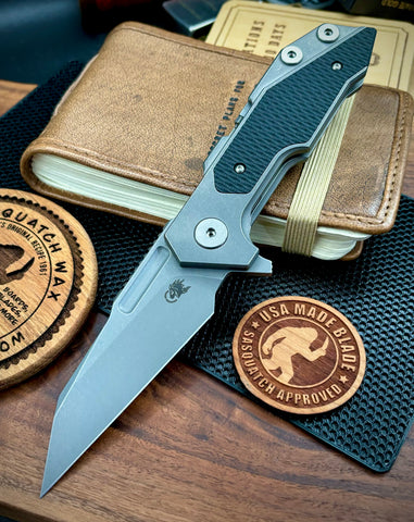 Hinderer Full Track Wharncliffe Working Finish Ti with Black G10 and Working Finish S45VN Blade - USA MB