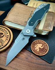 Hinderer Full Track Wharncliffe Working Finish Ti with Black G10 and Working Finish S45VN Blade - USA MB