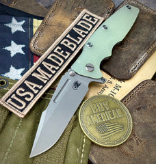 Hinderer Eklipse 3.5" Skinny Fullered Harpoon Spearpoint Translucent Green G10 Working Finish Ti Working Finish Magnacut Blade - USA MB