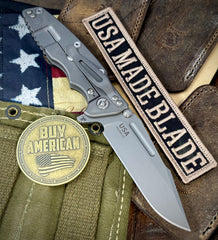 Hinderer Eklipse 3.5" Skinny Fullered Harpoon Spearpoint Black G10 Working Finish Ti Working Finish Magnacut Blade - USA MB