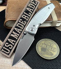 Three Rivers Manufacturing (TRM) Neutron 2 Liner Lock with Smooth Flat Titanium Scales and Magnacut Steel - USA MB