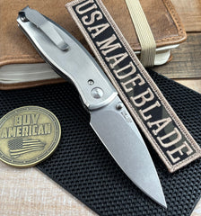 Three Rivers Manufacturing (TRM) Neutron 2 Liner Lock with Smooth Flat Titanium Scales and Magnacut Steel - USA MB