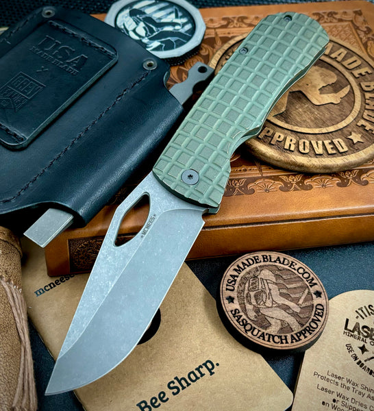 McNees Knives Dixon Full Ti Atomic Green and Bronze Frag Ti with 3.75