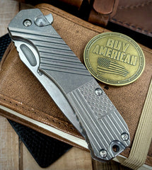 Freeman 451 Button Lock Flipper Stonewashed Ti Stars & Stripes Magnacut Blade