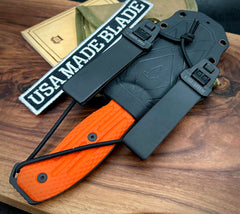 Freeman 4" Gen II Fixed Blade with Magnacut Steel Black Blade with Orange G10 - USA MB