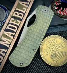 McNees Knives Little Dixon Atomic Green/Bronze Frag Ti with 3.25" Stonewashed Magnacut Blade and Stonewashed Ti Hardware