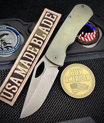 McNees Knives Little Dixon Atomic Green/Blue Ti with 3.25" Stonewashed Magnacut Blade and Stonewashed Ti Hardware