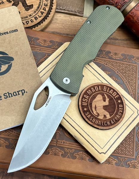 McNees Knives Dixon Atomic Green/Bronze Diamond Mill Ti with 3.75