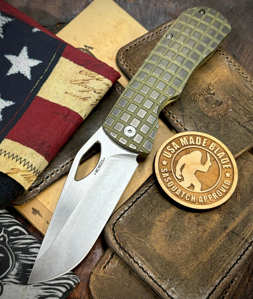 Worn In Flats McNees Knives Dixon Full Ti  Worn Flats Atomic Green/Bronze Frag Ti with 3.75