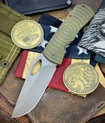 McNees Knives Dixon Full Ti Atomic Green/Bronze Shockwave Ti with 3.75" Magnacut Stonewashed Blade and Stonewashed Hardware - USA MB