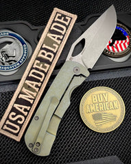 McNees Knives Little Dixon Atomic Green/Blue Ti with 3.25" Stonewashed Magnacut Blade and Stonewashed Ti Hardware